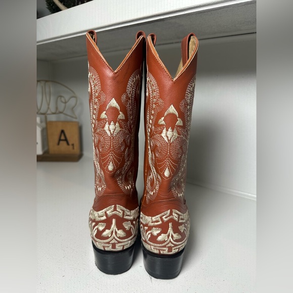 Jhon Davis Western Cowboy Boots Women’s 7 Brown & Cream Embroidered Horse - Picture 5 of 8